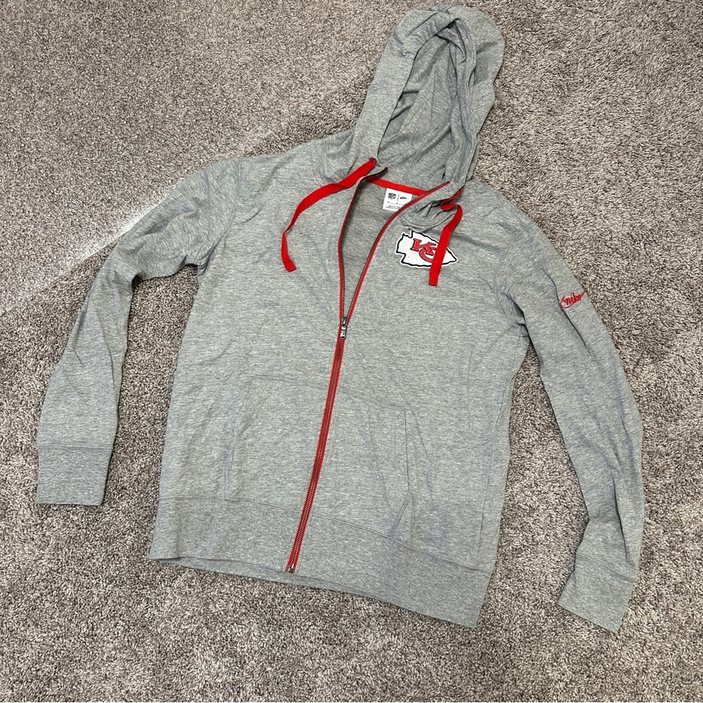NWOT Chiefs Gray Nike Hoodie with Red Accents